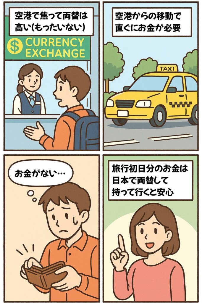 初日分は日本で両替しておいた方がいい