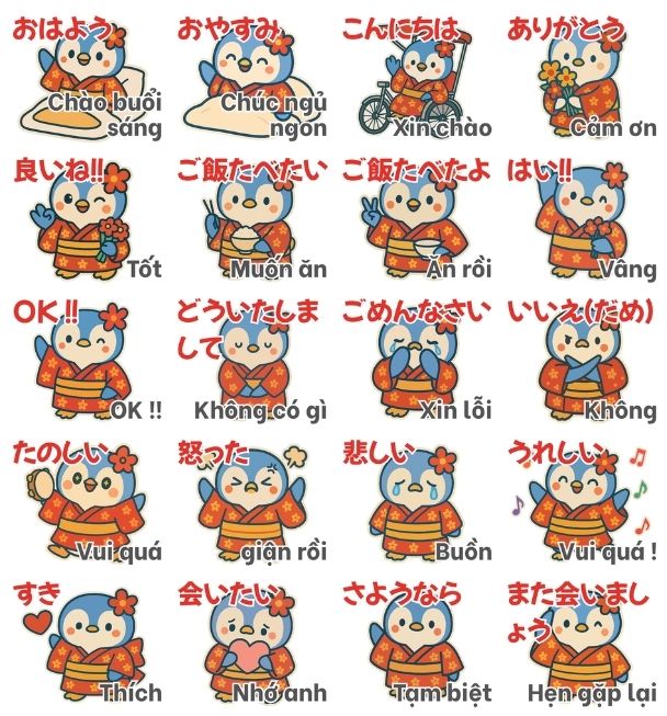 ベトナム語:ほんわかペンちゃん日常会話スタンプ一覧