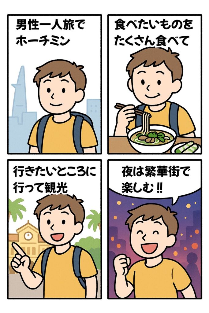 男一人旅でホーチミンの漫画