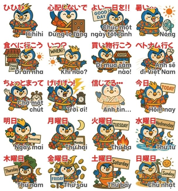 ほんわかペン太「会話」バージョン(男性用)スタンプ一覧