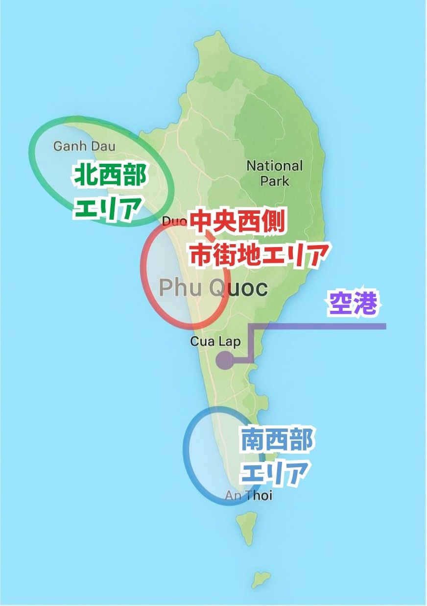 フーコックのエリア分け地図
