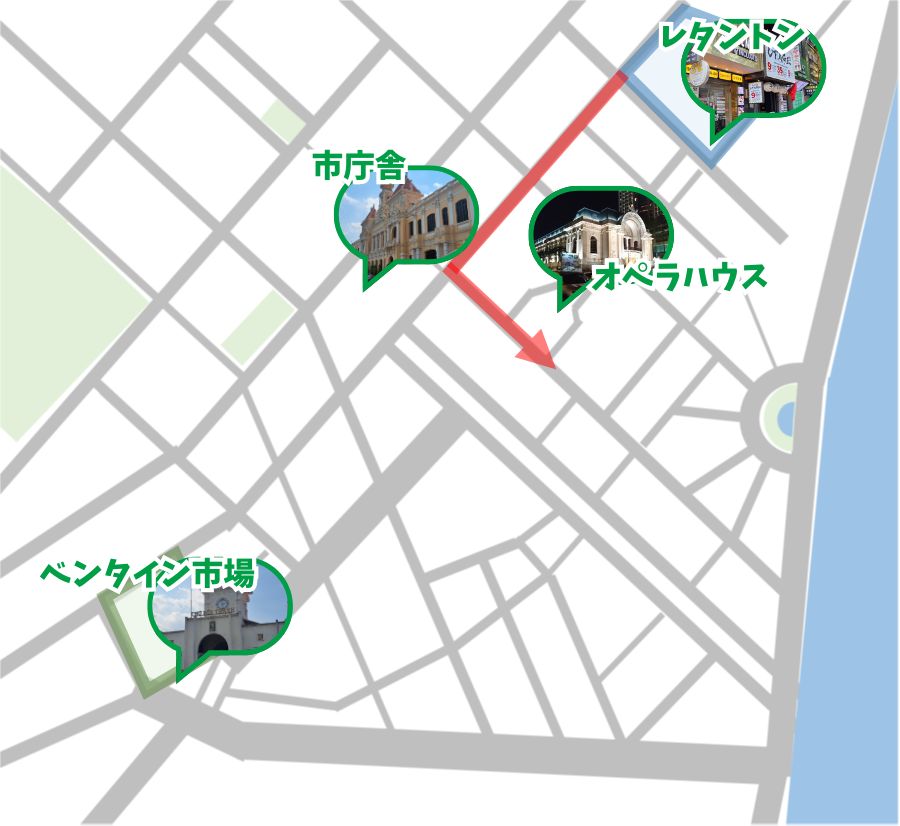 市庁舎前で曲がったところ