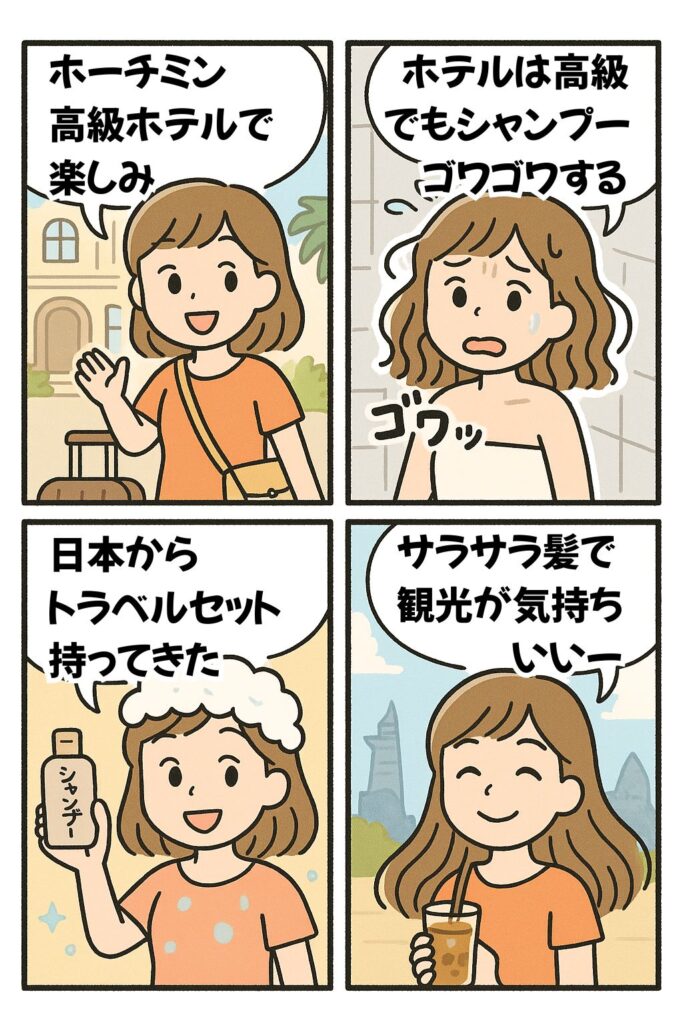 ホーチミンのホテルのシャンプーはゴワゴワする
