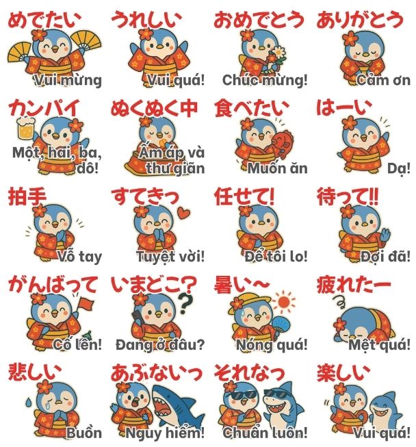 ベトナム語：ほんわかペンちゃんスタンプ前半
