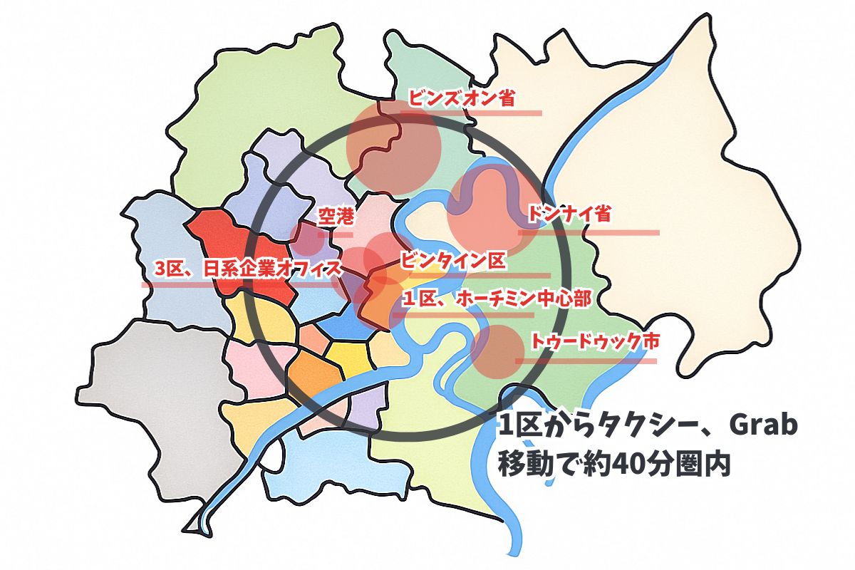 ホーチミンのエリアマップ