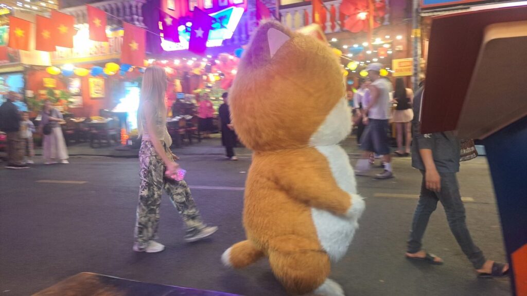 着ぐるみ着たキャラクターちゃんが歩いていました。かわいい。