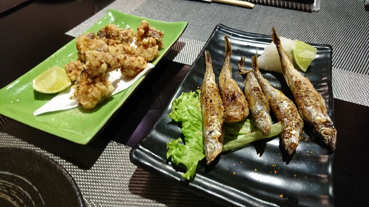 ししゃもと唐揚げ