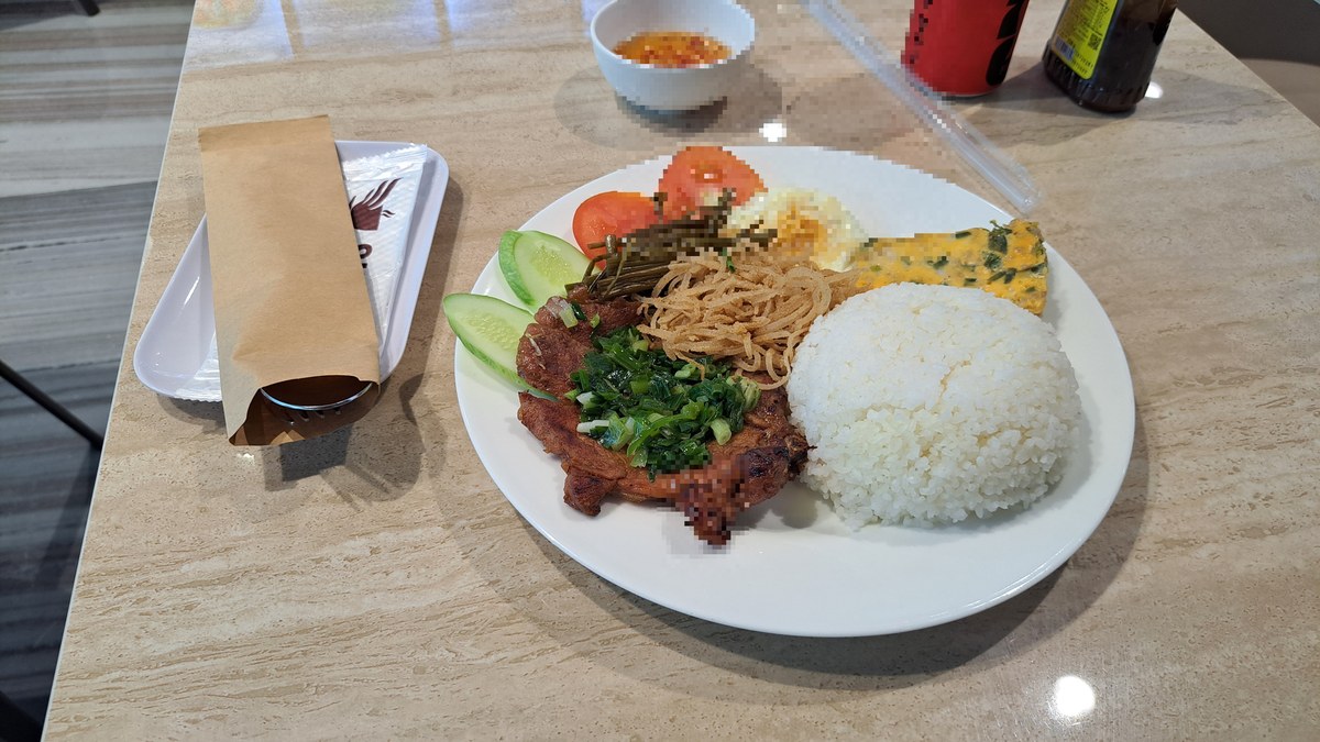 ターミナル3で食べたコムタムのプレート