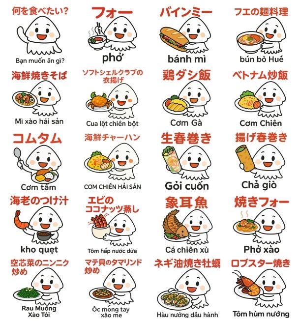 ほんわかイカくん「食べ物」バージョンスタンプ一覧